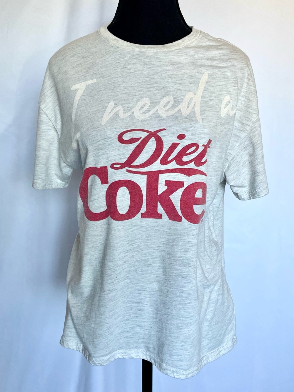 Vintage I Need a Diet Coke Gray Graphic Tee 1995 Red White Logo Coca-Cola Size M